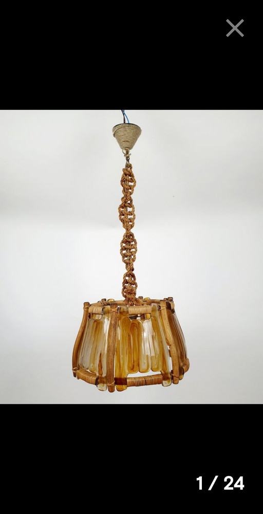 Kaiser Leuchten vintage hanglamp hout