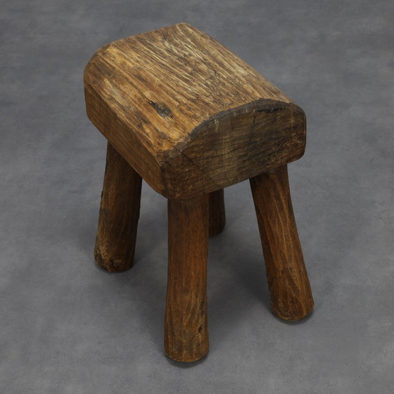 Image 1 of Vintage Stool Primitive Brutalist Folkart Style