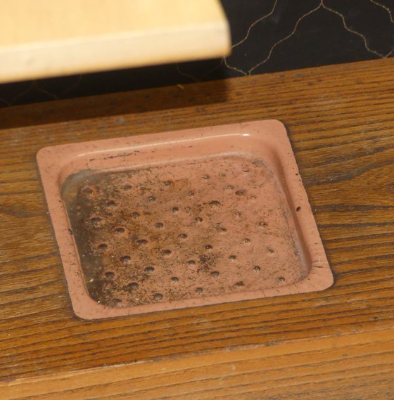 Image 1 of 50s 60s coat rack hat rack umbrella stand mirror box verralux hallway furniture black/red wall mounting mid century retro