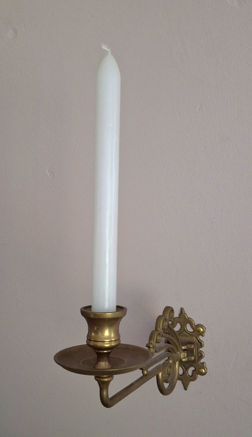Juego de candelabros de pared antiguos estilo Art Nouveau para piano (latón) – kandelaars en kaarsen, Brass (photo 2 of 6)