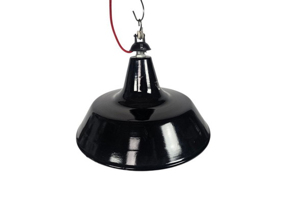 Image 1 of Industriëel - emaille - hanglamp - fabriekslamp - Italie - 90's