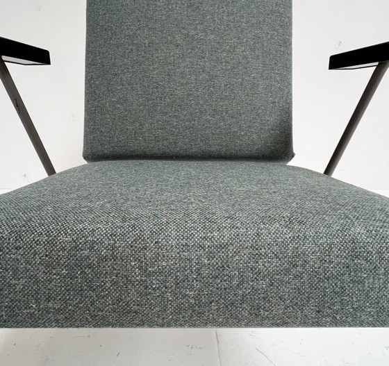 Image 1 of Re-upholstered blue Gispen 1401 armchair by Wim Rietveld, 1950's