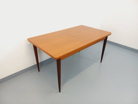 Image 1 of Rectangular Scandinavian-style vintage dining table from the 1950s/60s in teak with extensions