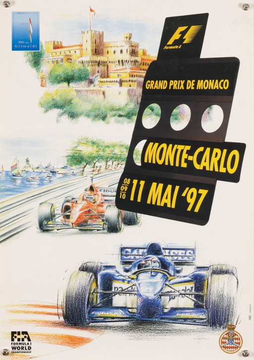 Großer Preis von Monaco 1997 – Originales Vintage-Motorsportposter – Motorsport-Dekoration – 59,5 x 42 cm