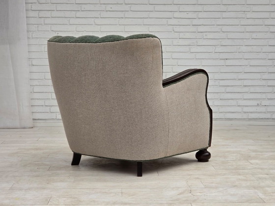 Deense relaxstoel uit de jaren 60, meubelwol, eikenhout – Fauteuils, Wood, Wool (photo 13 of 21)