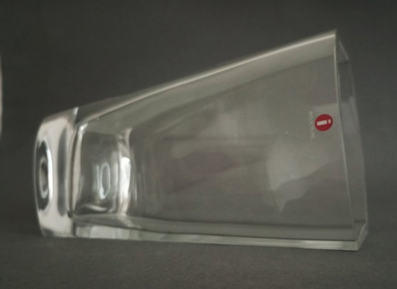 Image 1 of Taru Syrjänen « Purje » vase moderniste en cristal gravé à l’acide Littala Finlande 1988