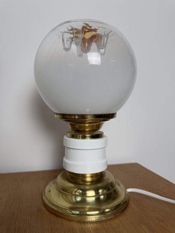 Vintage Mazzega Murano Glass Table Lamp 1970s Space Age / Mid-Century Modern, Iron, Gold (photo 8 of 15)