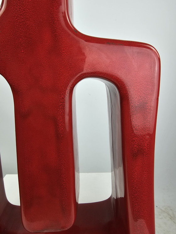 Image 1 of Ceramic Design Vase Red Italy