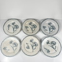 Set di 6 piatti da dessert, motivo "Garofano", KG Lunéville, pietra di ferro, XIX secolo