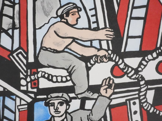 Fernand Leger : Les Constructeurs Saluant, Lithographie Signée – Lithographies et sérigraphies, Paper (photo 11 of 11)
