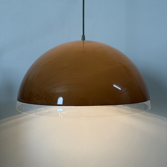 Image 1 of Lampada a sospensione a fungo marrone, anni '70