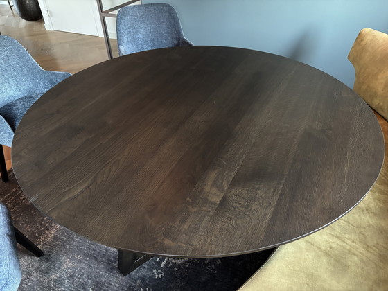 Image 1 of Massief eiken houten tafelblad rond 140 cm