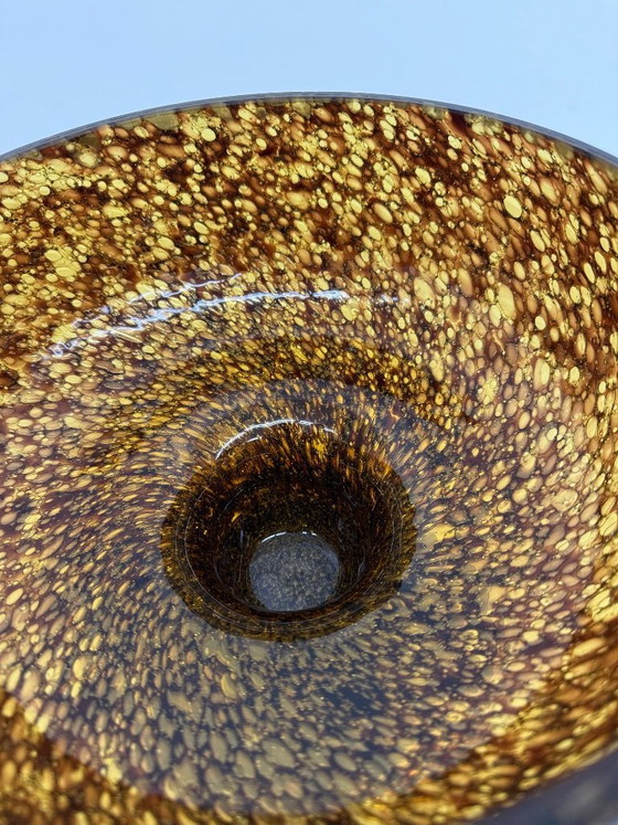 Image 1 of Italian murano glass with brass center piece bowl , 1970s