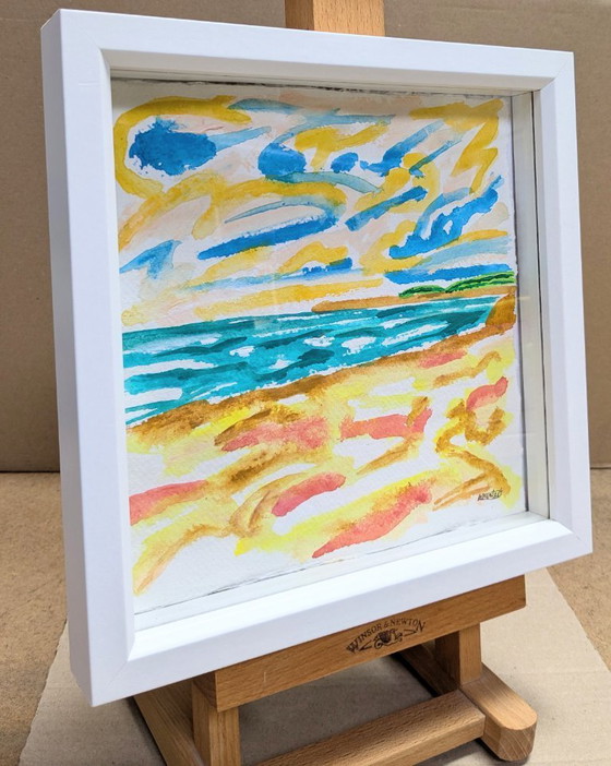 Image 1 of Instow North Devon Riverscape Painting Paper Nigel Waters Signed Framed Art