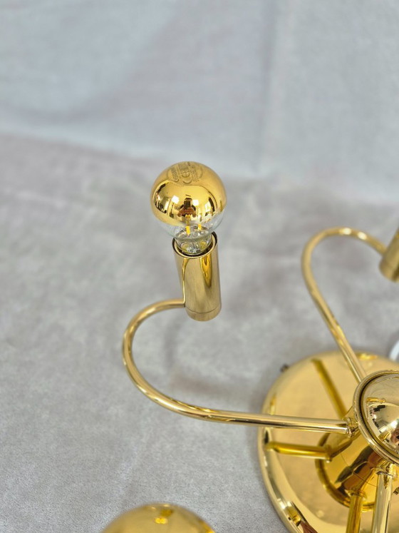 Image 1 of Lampadario da soffitto Honsel a 5 luci in ottone, attacco E14, stile moderno vintage – Testato