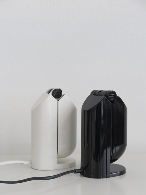 Black and white plastic Table lamps, Italy, 1960s, set of 2