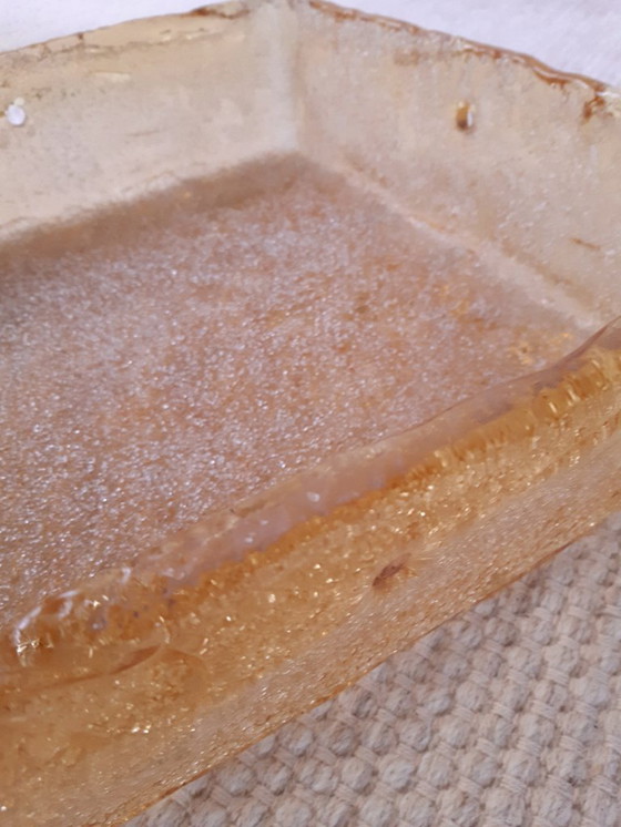 Image 1 of Suspension carrée en verre impressionnante de RZB Leuchten, suspension vintage en verre avec relief.