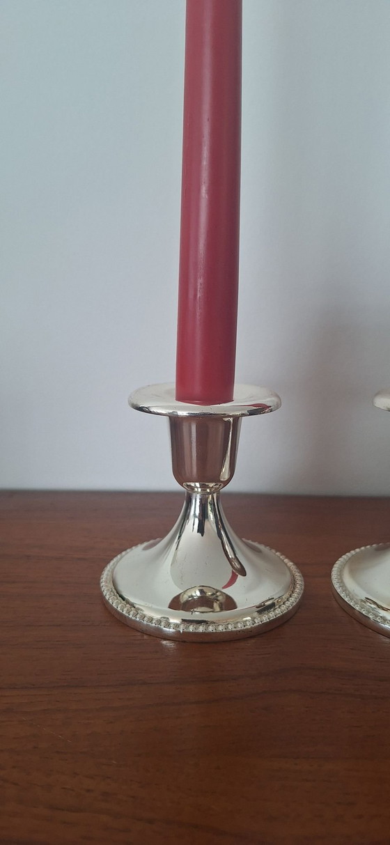 Set versilberter Kerzenhalter, C.A.P. England, Metall (Foto 3 von 7)