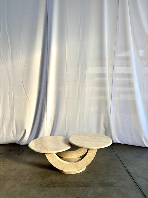 Double travertine coffee table 