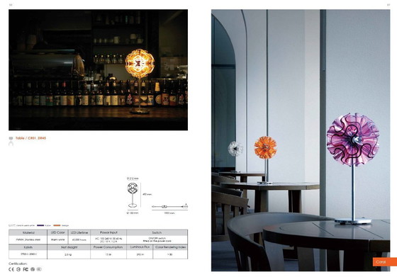 Image 1 of 2x QisDesign table lamps CORAL purple