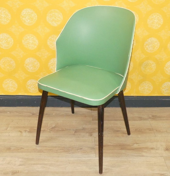 Image 1 of 50er Jahre Cocktailstuhl pastell grün rockabilly Klassiker Stuhl Holz Cocktailsessel Kunststoff retro vintage mid century fiftie