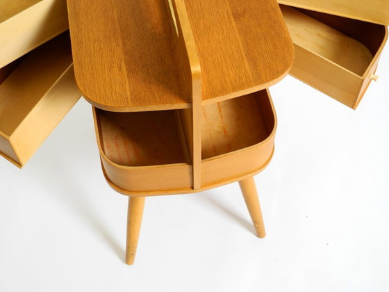 Bellissima scatola da cucito originale in teak Mid Century con scomparti a cerniera – Tavolini, Legno (photo 14 of 20)