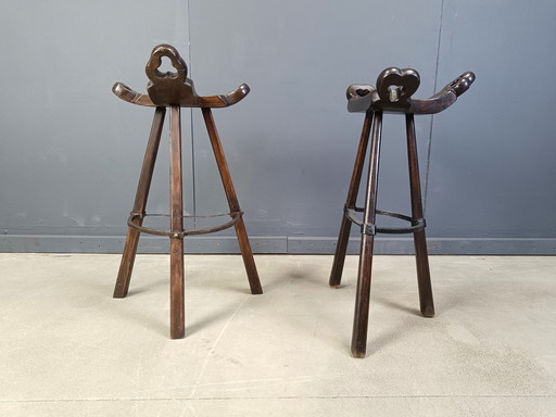 Tabourets de bar brutalistes du milieu du siècle dernier - ensemble de 6, 1960