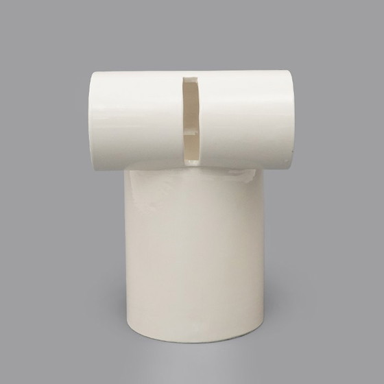 Image 1 of White ceramic vase by Enzo Bioli for Il Picchio, 1970s