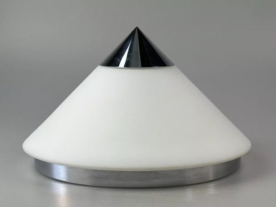 Image 1 of 60s 70s ceiling lamp wall lamp by Limburg Leuchten Germany glass chrome