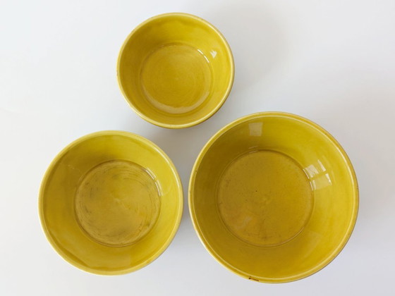 Image 1 of Set van 3 vintage Schramberg Nestschalen | Bloemen Decor | 1970 West Duits Aardewerk