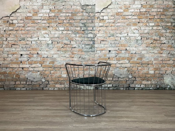 Vintage Wire Chair Set of 4 – Chrome/Black | Space Age – Dining chairs, Textile (photo 6 of 17)