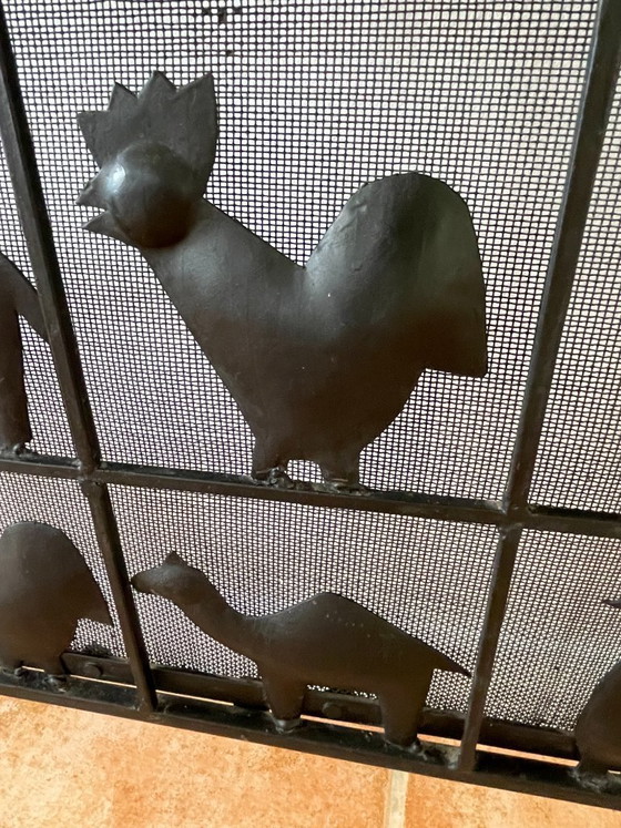 Image 1 of Parascintille in ferro battuto a forma di animale, stile Atelier Marolles, Francia, 1950