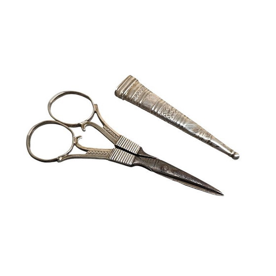 Image 1 of Tijeras de costura antiguas de plata frisia, principios del siglo XX