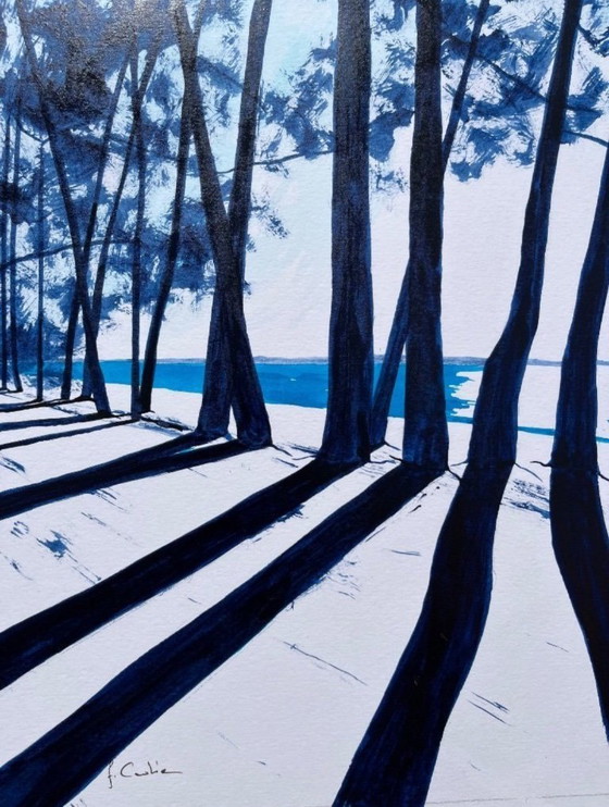 Image 1 of Oost-Indische inkt op wit fabriano papier 300g Onderwerp: Cap Coz Formaat 40x30 cm.