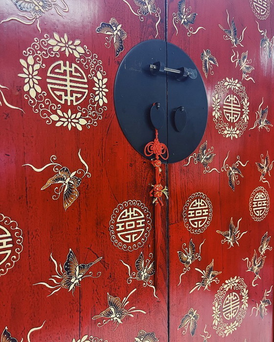 Image 1 of Vintage Chinese kast rood