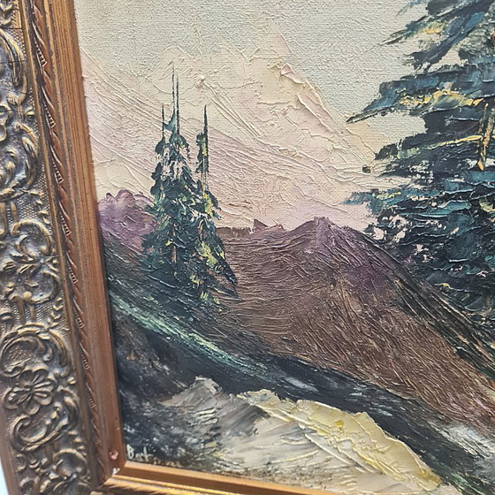 Image 1 of Peinture vintage de paysage de montagne par Batoni, milieu du 20e siècle