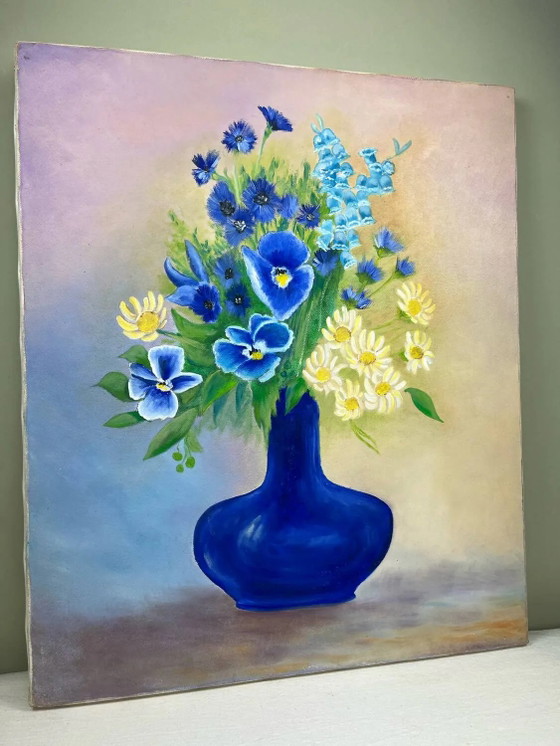 Peinture "Bouquet Bleu" – Peintures et dessins, Canvas, Vintage (photo 6 of 13)