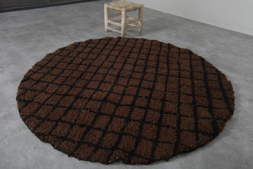 Bruin Marokkaans rond tapijt 200 cm