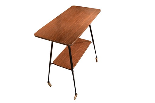 Table Desserte À Roulettes En Formica Chocolat L73xP36xH74cm, Vintage – serveerwagens, Metal, Wood (photo 2 of 5)