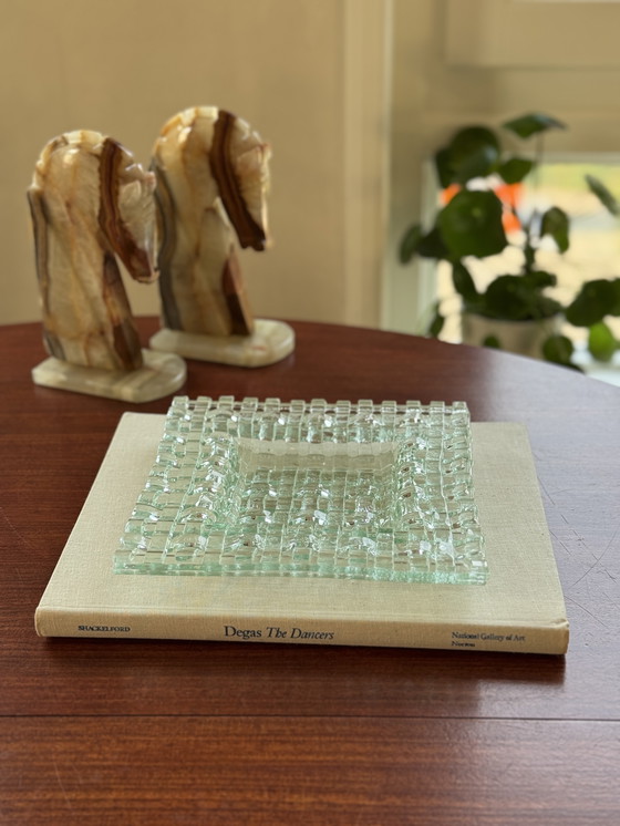 Image 1 of Bol design en verre - Verre d'art fusionné avec texture en bloc