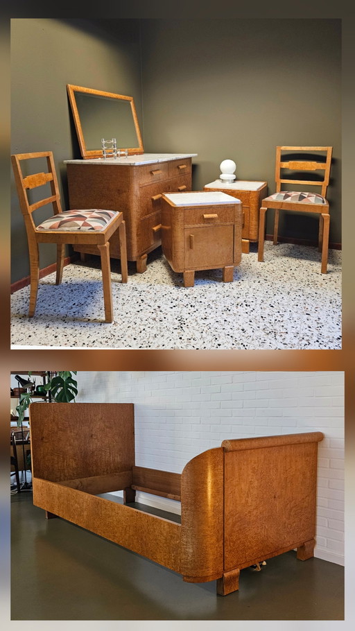 Art Deco Slaapkamer set Birdseye Esdoorn en Marmer