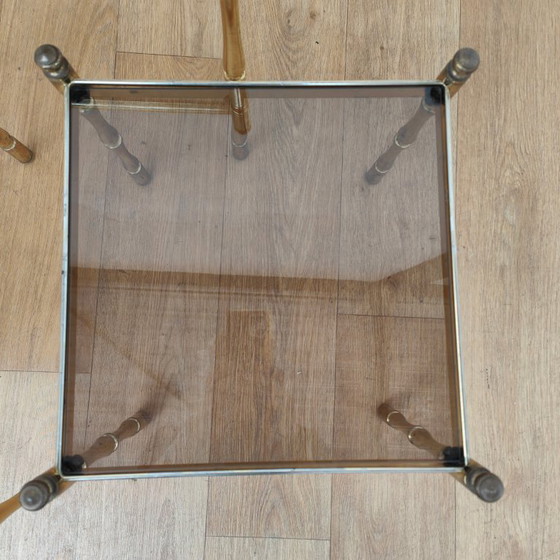 Image 1 of Tables gigognes de style Régence, imitation bambou, style Hollywood vintage.