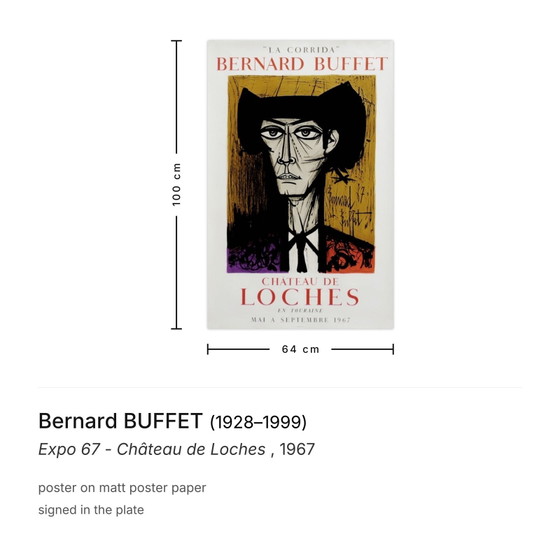 Image 1 of Expo Bernard BUFFET - Affiche Château de Loches 1967
