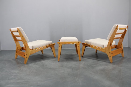 Image 1 of Paire de chaises et d'ottomans de chasse Uno et Osten Kristiansson restaurés, Suède, années 1950