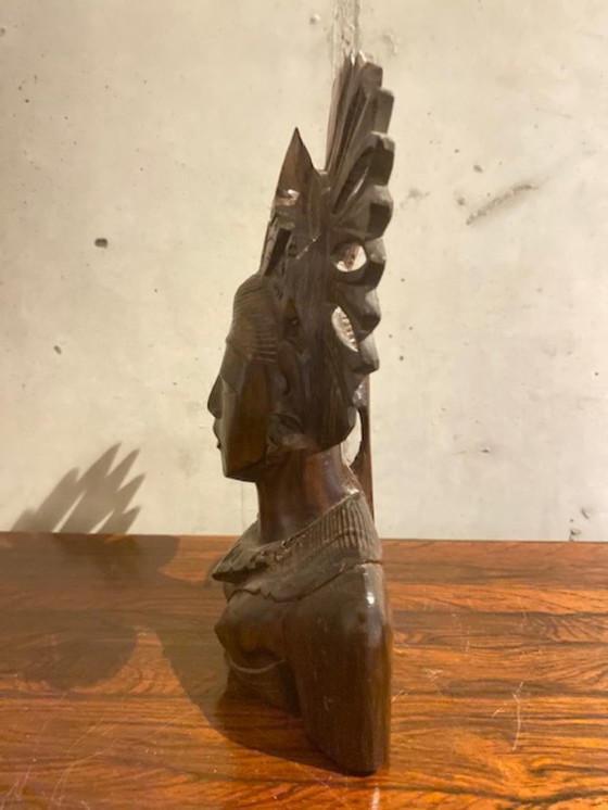 Image 1 of Sculpture américaine en bois sculpté du milieu du XXe siècle, d'inspiration amérindienne