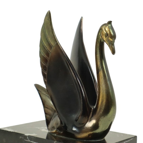 Image 1 of French Art Deco Swan Bookends