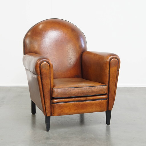 Sheep leather Art Deco style designer armchair