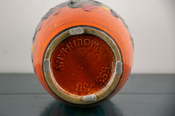 Fat Lava vase 558, orange with black and yellow accents, Scheurich W-Germany, Ceramic, Mid Century Modern (photo 5 of 5)