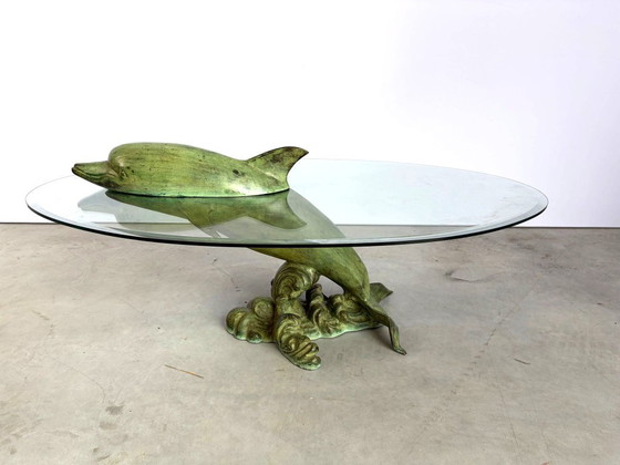 Table basse dauphin en laiton, années 1970 - France – Tables basses, Glass, Brass (photo 4 of 13)
