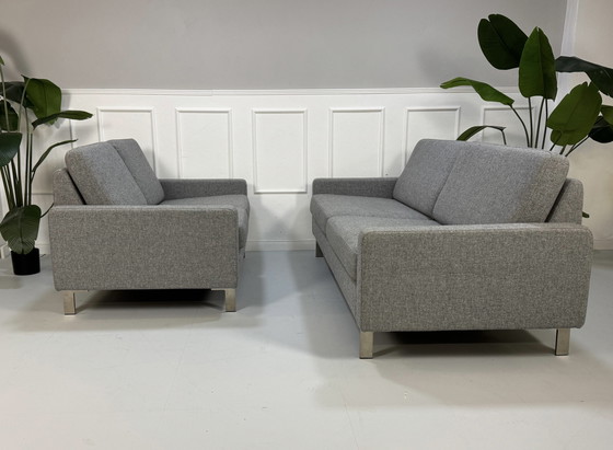 Image 1 of COR Conseta bank 2,5 zits stof grijs set + hoofdsteun